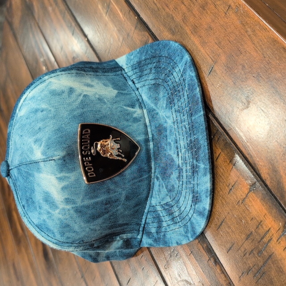 DOPE Blue Tie-Dye Denim Snapback Hat with Metal Emblem